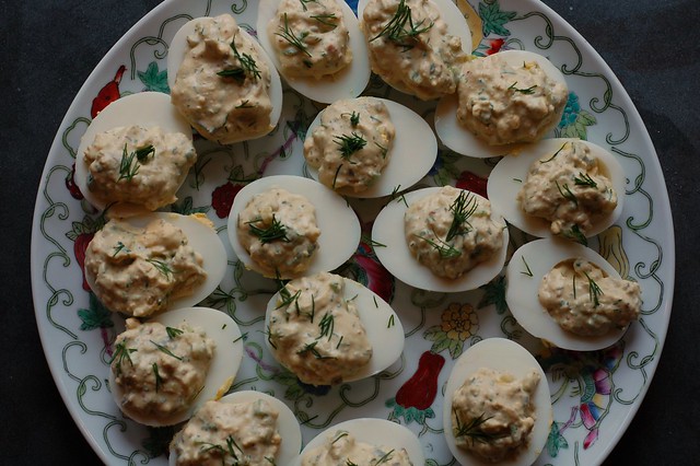 A Platter of Deviled Easter Eggs by Eve Fox, Garden of Eating blog, copyright 2011