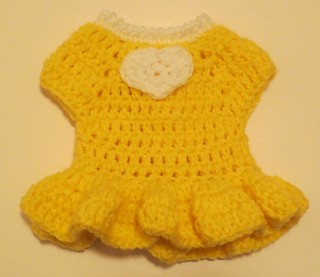 Yellow Heart 12 inch Doll Dress