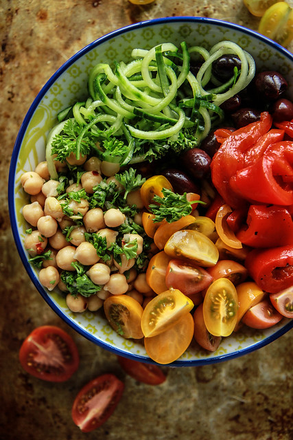 Greek Salad Cucumber Noodle Bowl-Vegan from HeatherChristo.com
