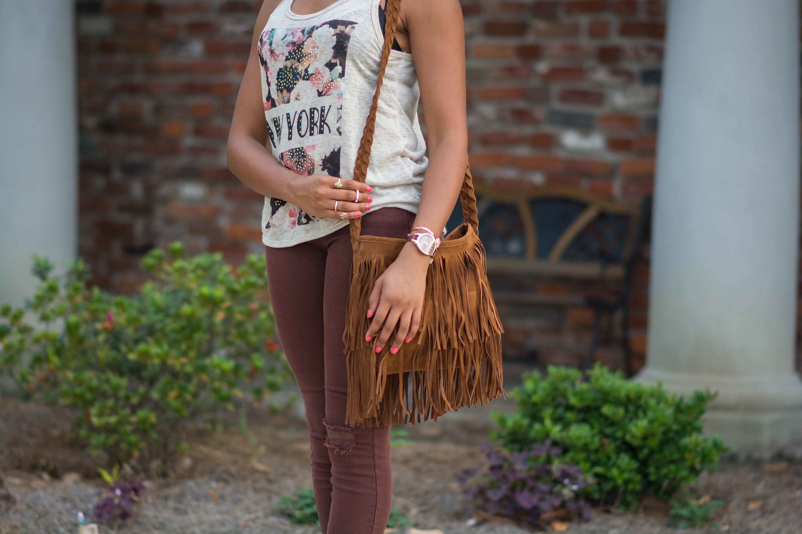 brown fringe handbag louisiana style blogger
