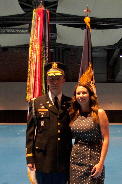 A newly promoted Lieutenant Colonel and his wife