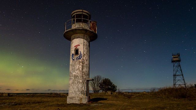 Northern Lights Shining For the Old Lighthouse