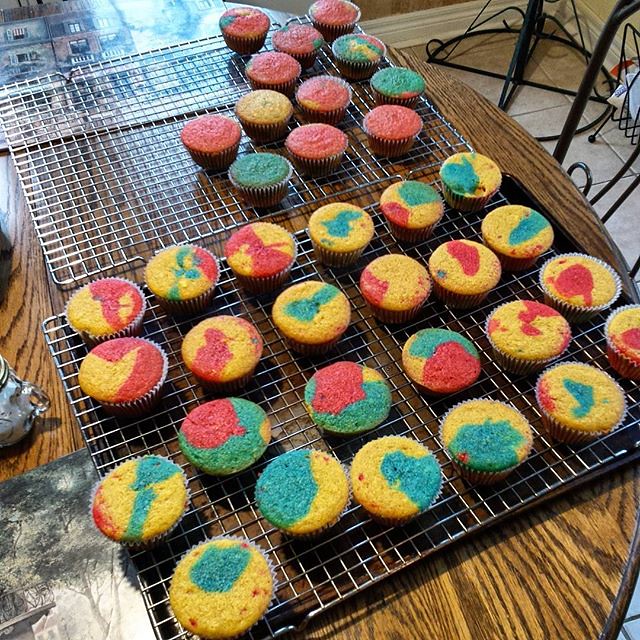 Tie-Dyed Vanilla Cupcakes with French Vanilla Frosting