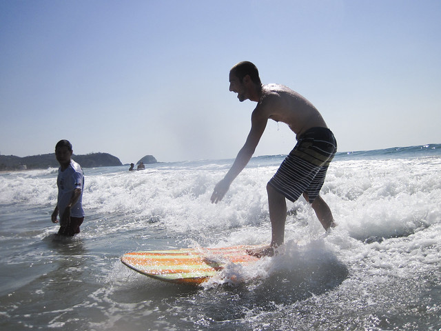 Surfing at Playa Zipolite