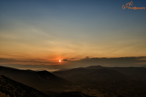 road blue sunset red sky orange sun mountain beauty clouds landscape nikon mediterranean hills greece valley peloponnese d7000 nikond7000 gswphotography ekklisiaprofitisilias