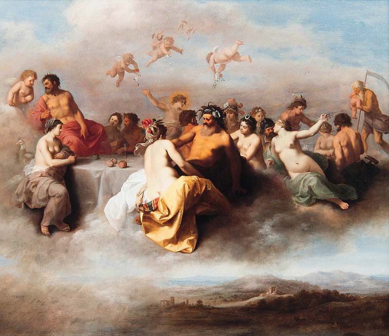 Cornelius van Poelenburgh: Una reunión de los dioses entre las nubes (hacia 1630).