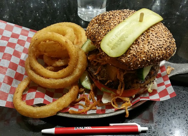 2016-Feb-27 reLiSH (Commercial Drive) - Red Monkey Burger and side of onion rings