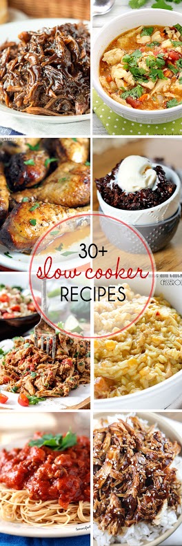 30+ Slow Cooker Recipes from your favorite bloggers collage.