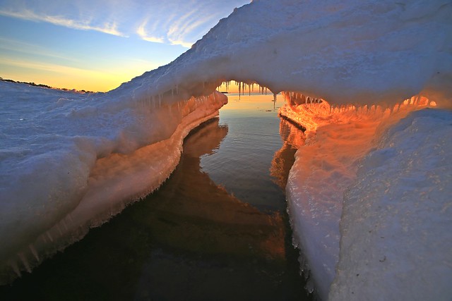 ice cave in sunset