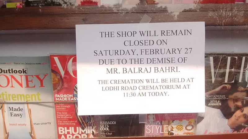 City Notice - Balraj Bahri, The Founder of Khan Market's Bahrisons Booksellers Died, Aged 87