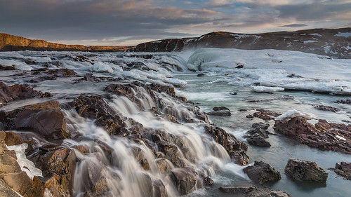 ice water rock sunrise river landscape waterfall iceland outdoor selfoss southiceland urridafoss urriðafoss