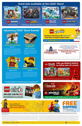 April 2016 LEGO Store Calendar