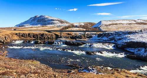 bridge mountain snow ice landscape outdoor borgarfjörður fossatún grímsá