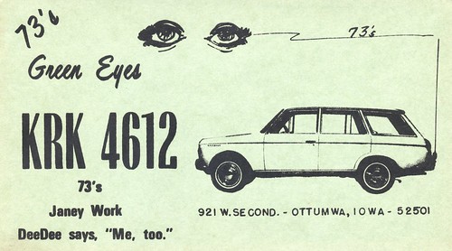 car vintage eyes iowa qsl cb cbradio qslcard