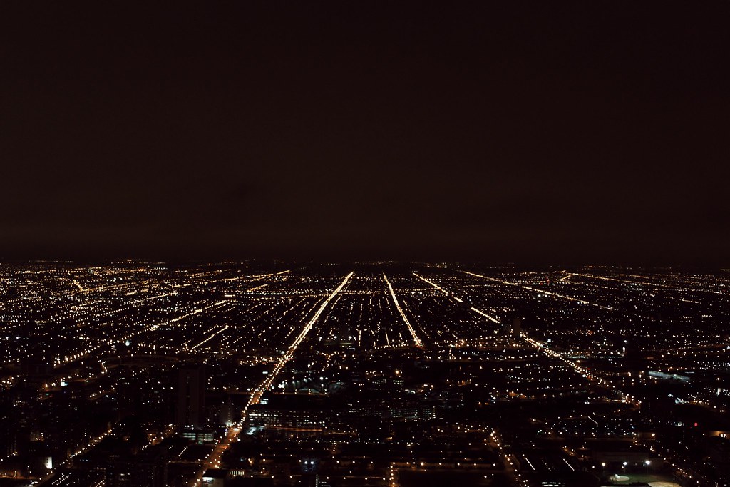 Chicago von oben bei Nacht