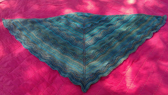 finished shawl in the sun