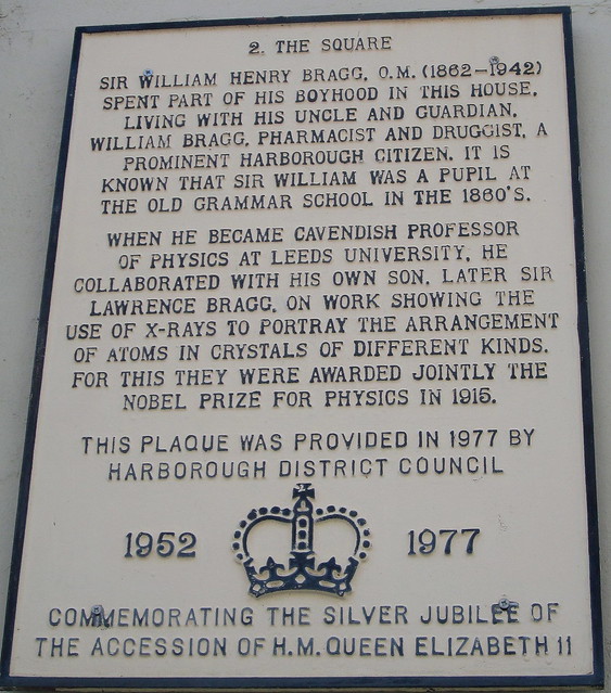 William Henry Bragg MemorialPlaque in Market Harborough