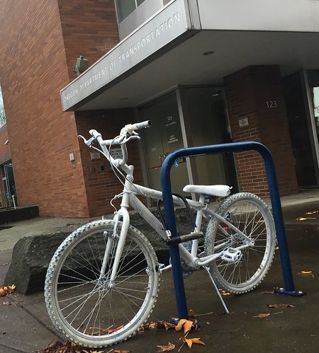 Martin Greenough ghost bike in front of ODOT HQ