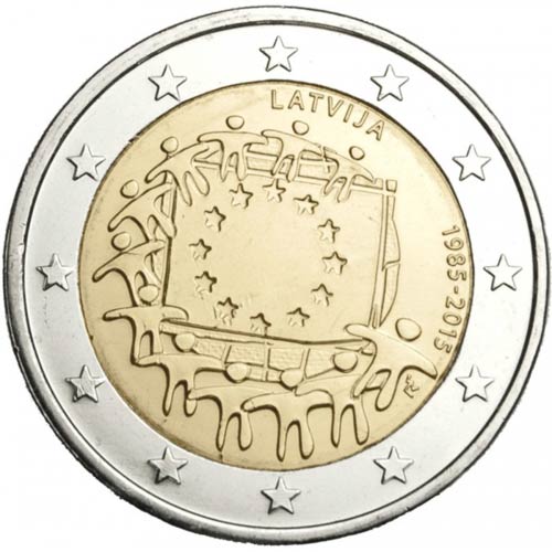2 Euro Lotyšsko 2015, Vlajka EÚ