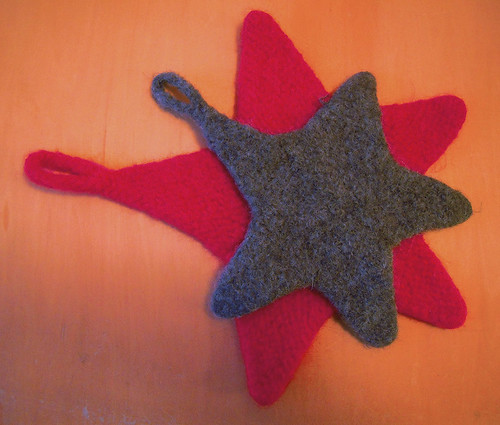 Felted Star-shaped potholders