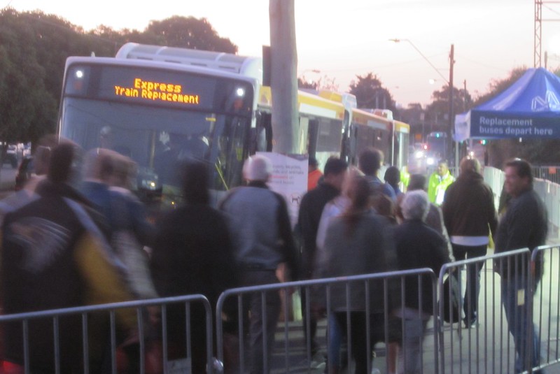 Rail replacement buses at Caulfield during level crossing works