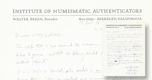 Institute of Numismatic Authenticators letter