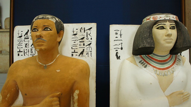Famous Prince Rahotep and his wife Nofret Statues at the Egyptian Museum of Cairo