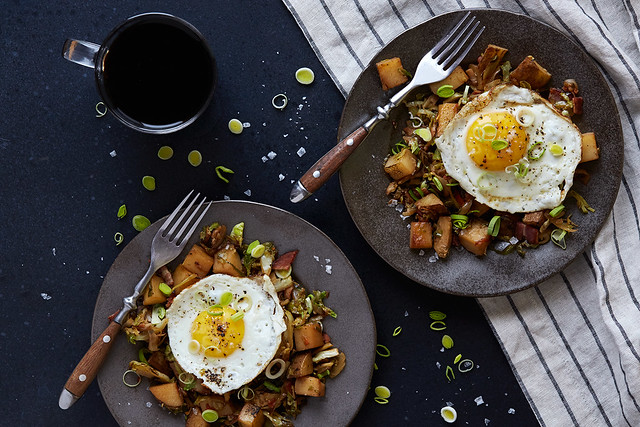 Smokey Potato and Brussels Sprout Skillet Hash