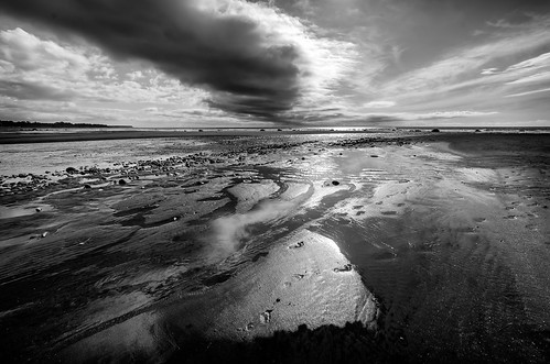sunset newzealand blackandwhite abstract reflection beach water monochrome lines clouds landscape mono reflected reflect nz nik taranaki oakura leadinglines adobeps silverefex reflectingreflections on1pics