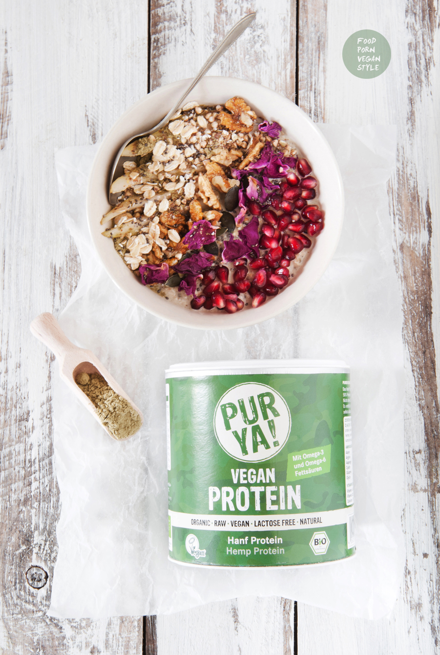 Vegan overnight oats with hemp protein