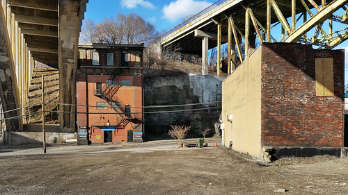 bridge concrete corrosion dirt graffiti gravel landscape marshallshadeland neighborhood northside pittsburgh road urban urbanlandscape