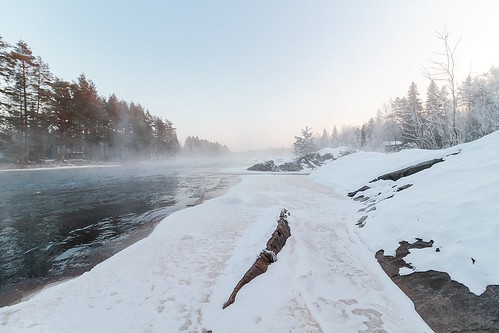winter snow cold ice water finland river koiteli kiiminkijoki