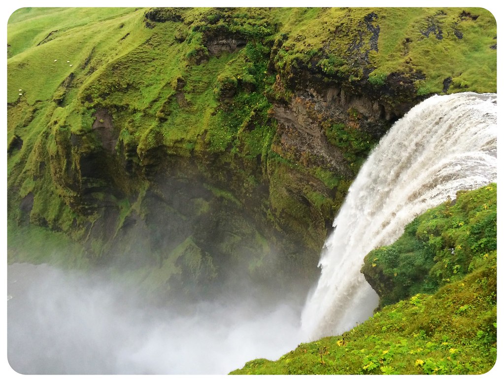 Skogafoss waterfall iceland from above