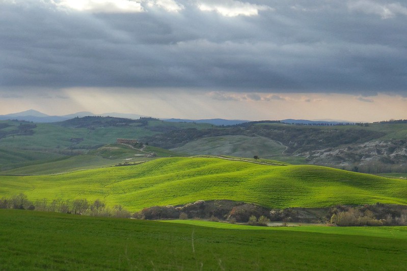 Rain clouds over Tuscan fields, Italy