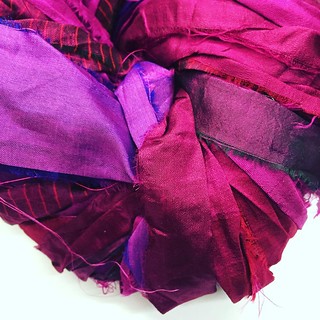 #ColorInspiration #sarisilkribbon #upcycling #fiberart #crafting #magenta #fuschia #fuschiapink #purple #create