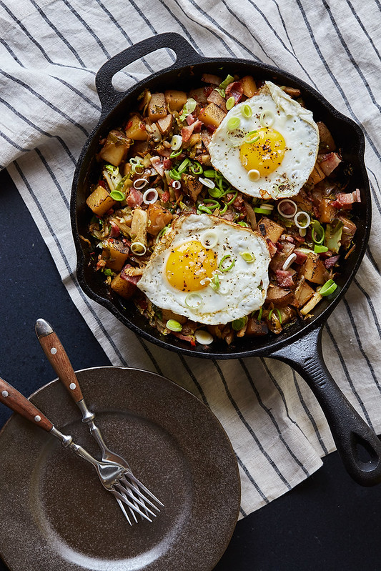 Smokey Potato and Brussels Sprout Skillet Hash
