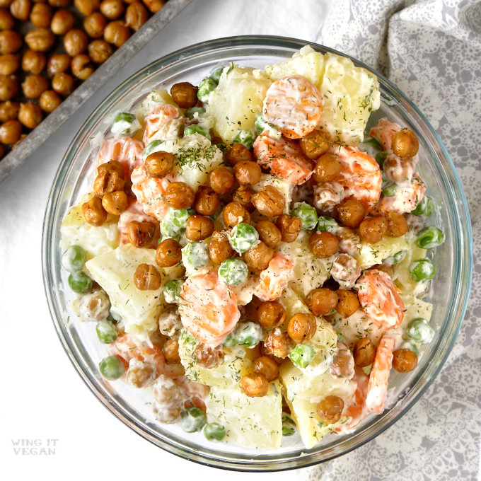 Steamed Potato Salad with Savory Roasted Chickpeas