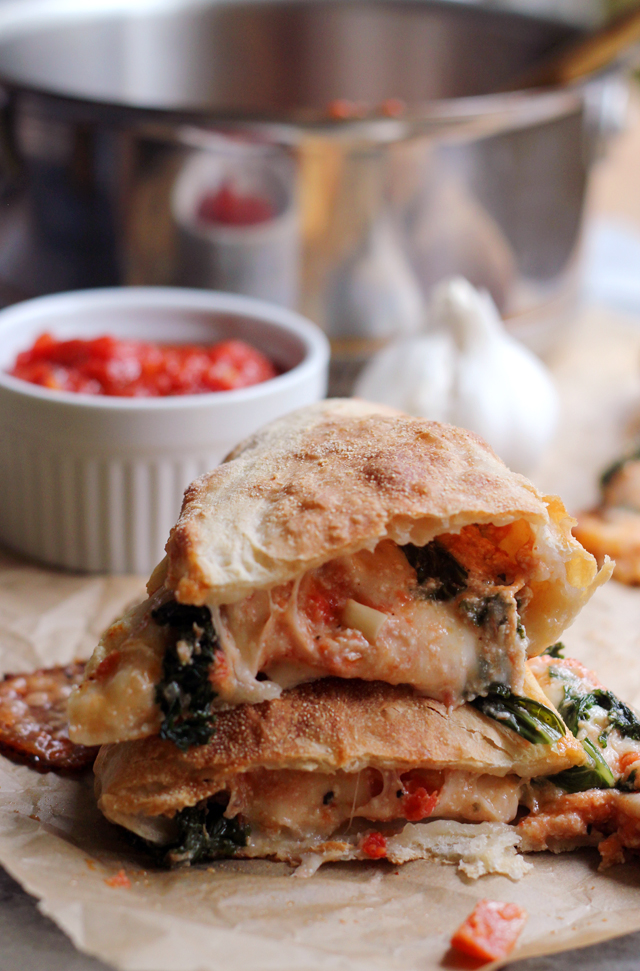 Kale and Three Cheese Calzones