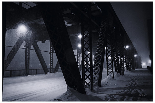 Lake Street Bridge During A Blizzard