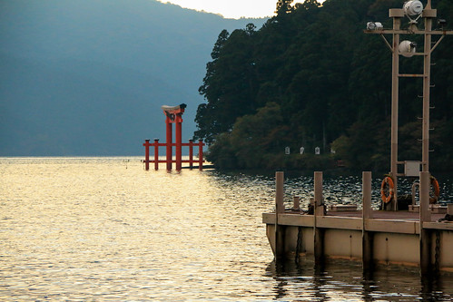 sunset lake japan fuji scene