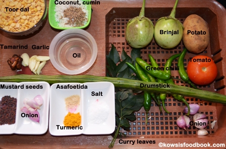 Ingredients for paruppu kuzhambu