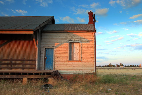 door blue sunset abandoned rural rustic shed rusty railway newsouthwales weathered disused hay derelict deserted decaying galvanisediron