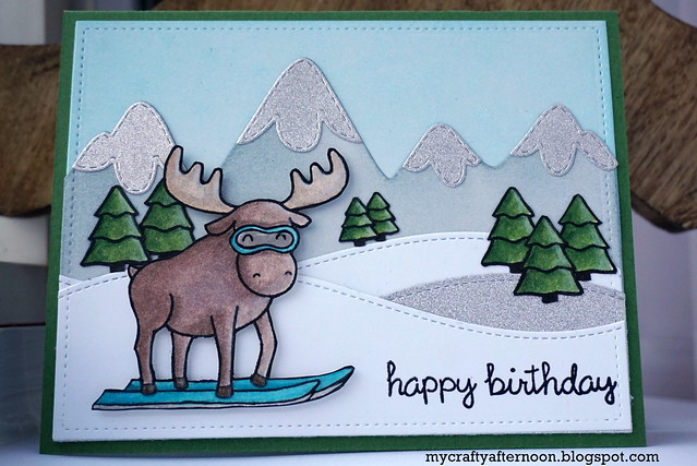 Slopeside Birthday Card with Lawn Fawn