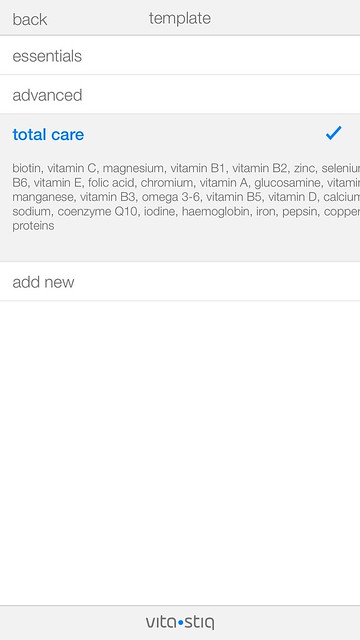 Vitastiq iOS App - Templates - Total Care