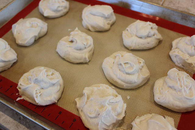 Space dough evenly on a lined baking sheet.