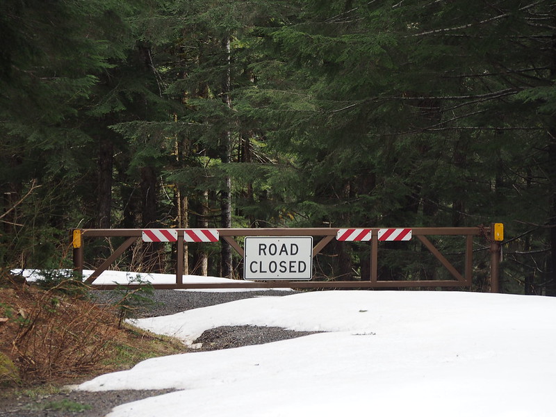 Mountain Loop Highway: Back Section: The gravel section is closed because of snow.