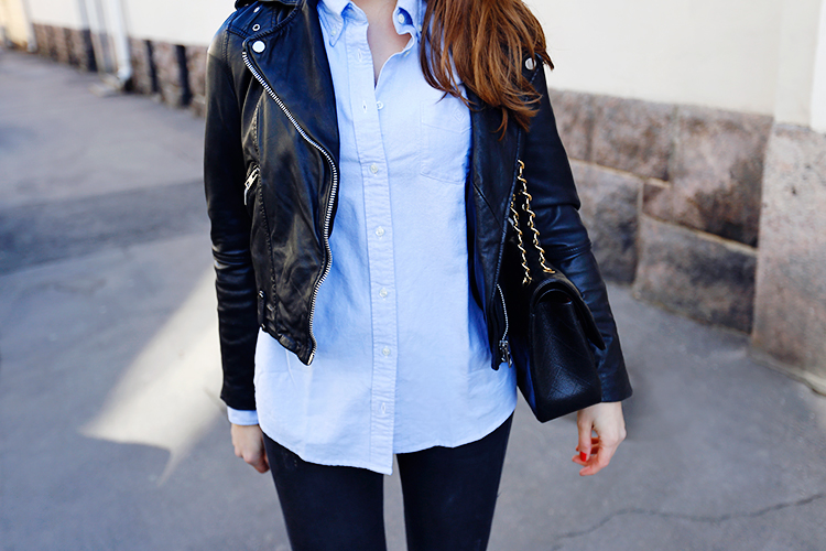 Leather biker with a classic shirt - Mariannan