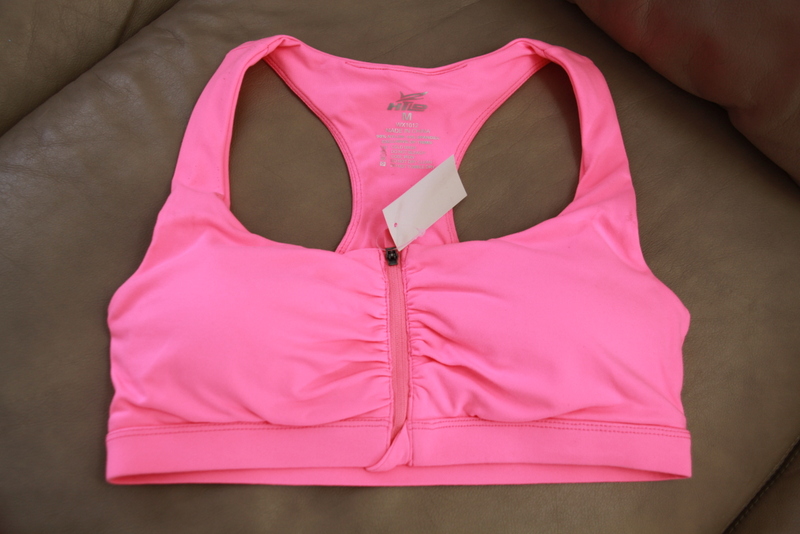 womens front zip sports bra pink (3)