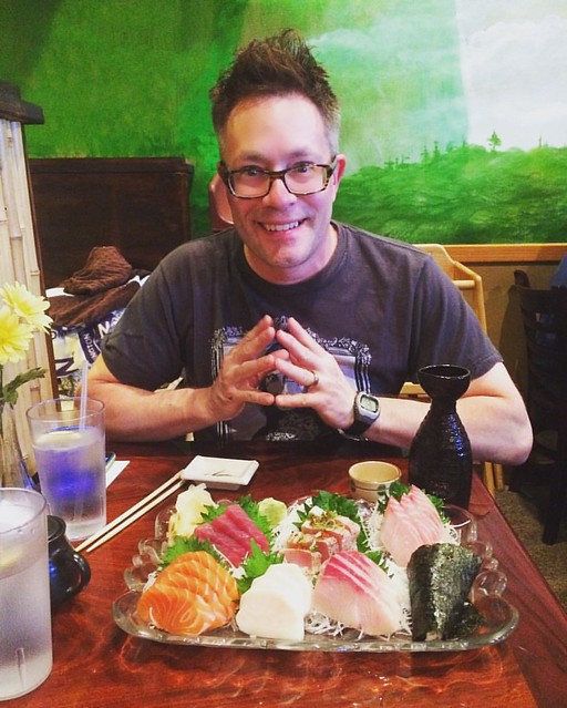 The healthiest sushi dinner I've ever ordered...miso soup, salad, and a big ass platter of sashimi. Mmmm.