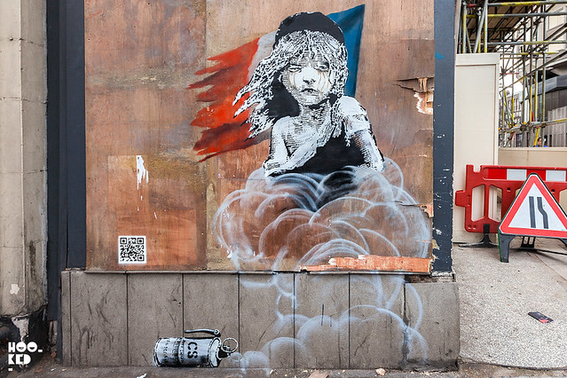 Banksy's Les Miserables (London Street Art) photographed during the day